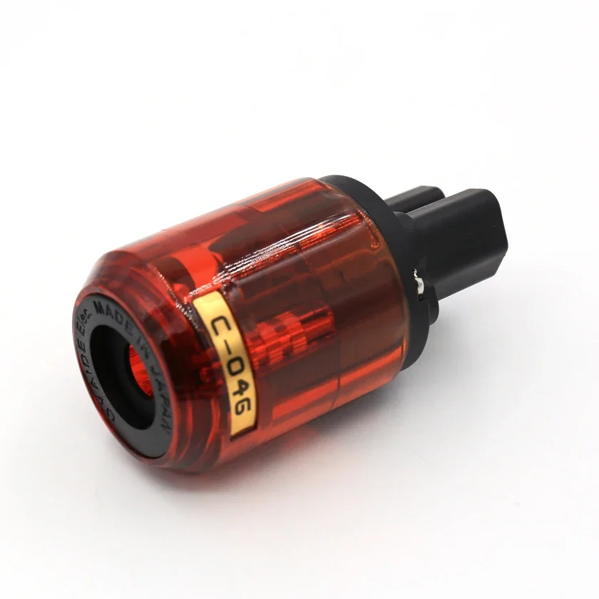 C046 2 Stück reines rotes Kupfer IEC-Stecker weiblicher Netzstecker für Audio-Stromkabel