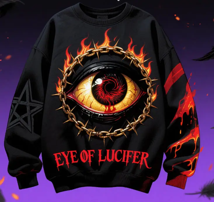 

Autumn Hoodie Halloween Must-Have: Demon's Eye & Devil's Tear Graphic Tee – Spooky-Chic Party Essential