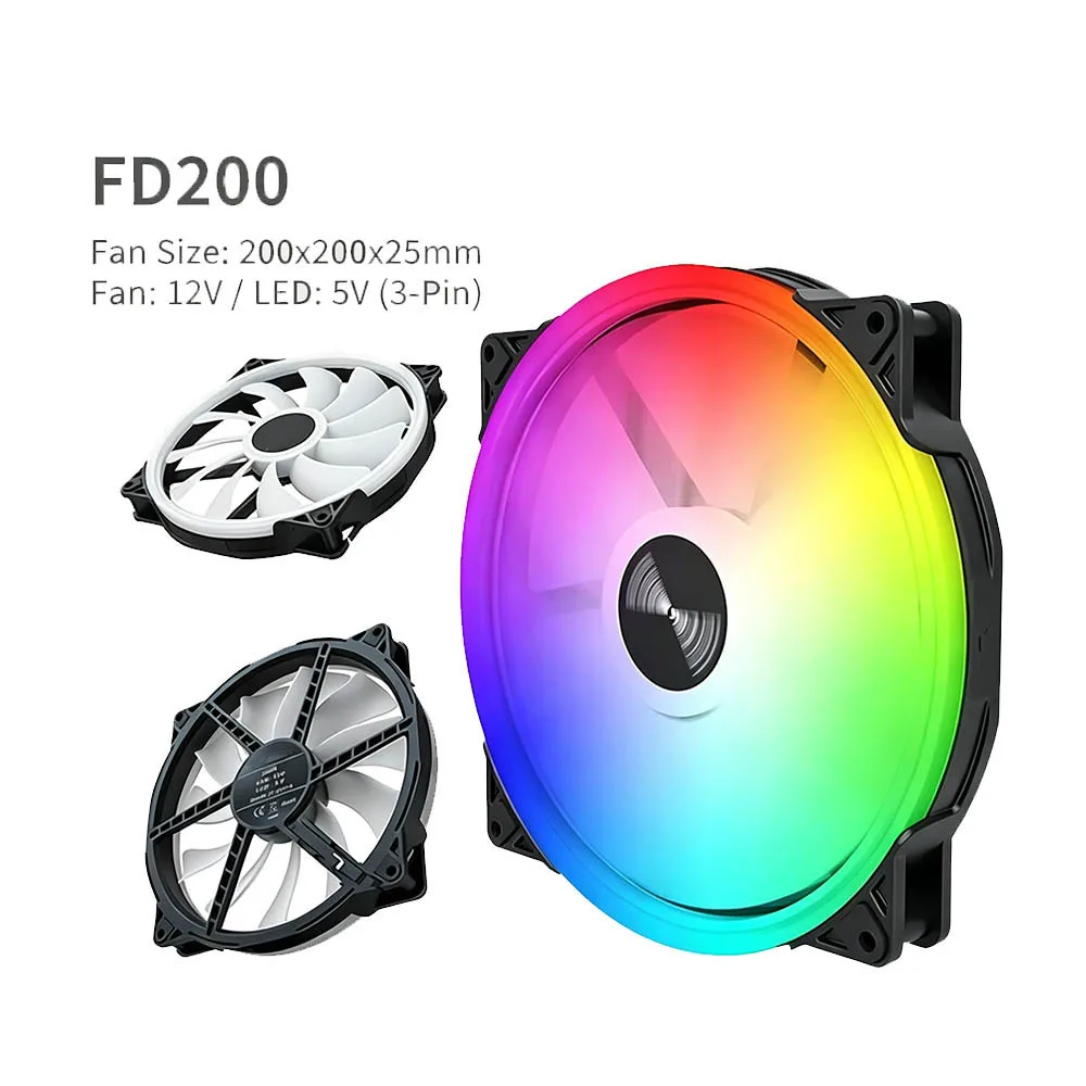 200mm Addressable RGB Case Fan High Airflow 11‑Blade Hydraulic Bearing 12V PWM 4PIN 5V 3PIN Cooling Fan for Desktop PC Chassis