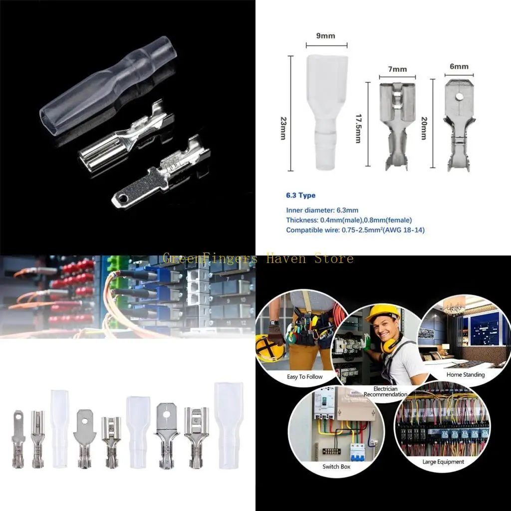 F68D 360pcs 2.8/4.8/6.3mm Cable Connector Assortment Essential Wiring Connector Set Hand Connector set for Electrical Crimp
