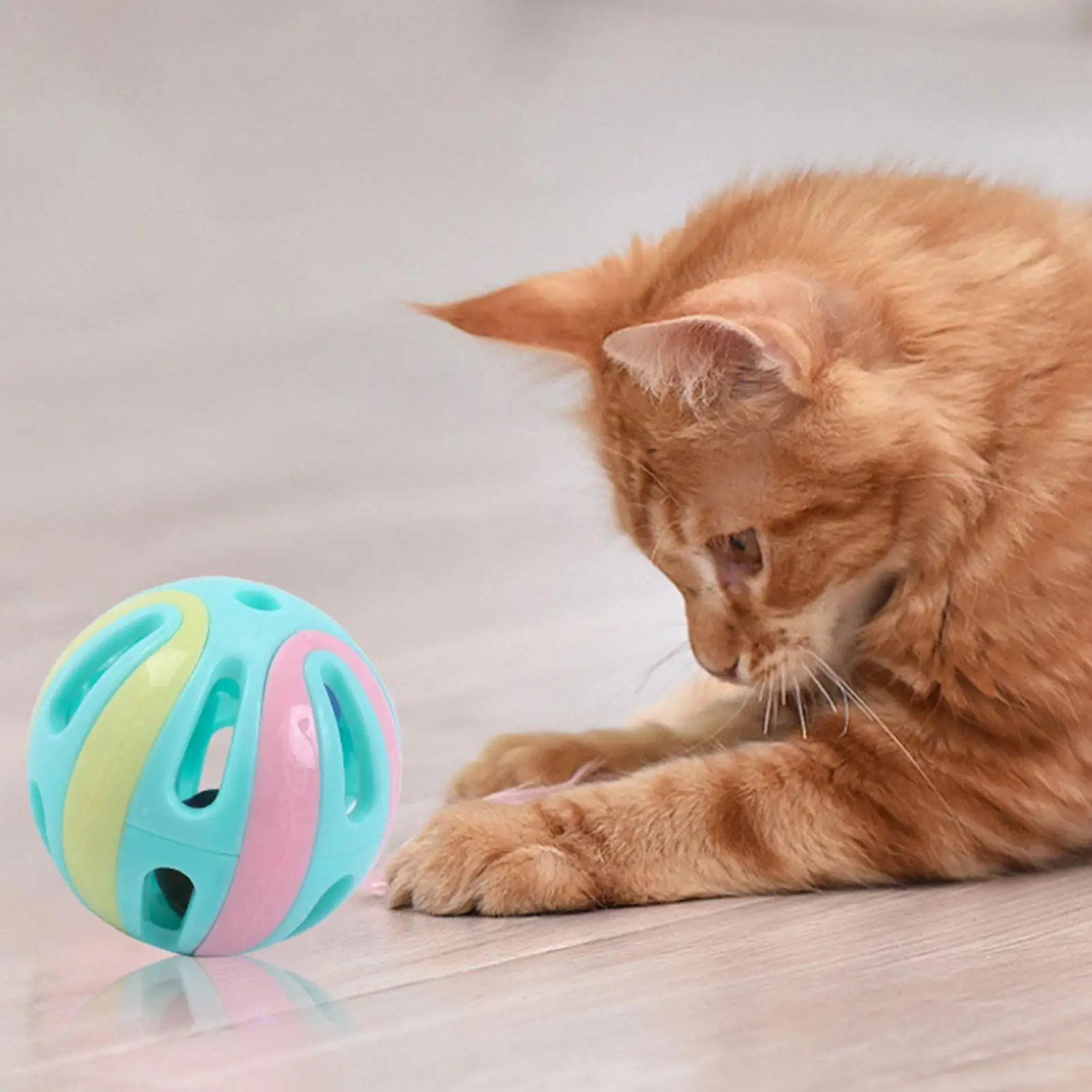 Katzenspielzeug mit Glocke, interaktives Katzenspielspielzeug, Glocke, interaktives Katzenspielspielzeug, Glocke, Spielzeug, tragbar, hohl, Katzen-Jingle-Bälle für