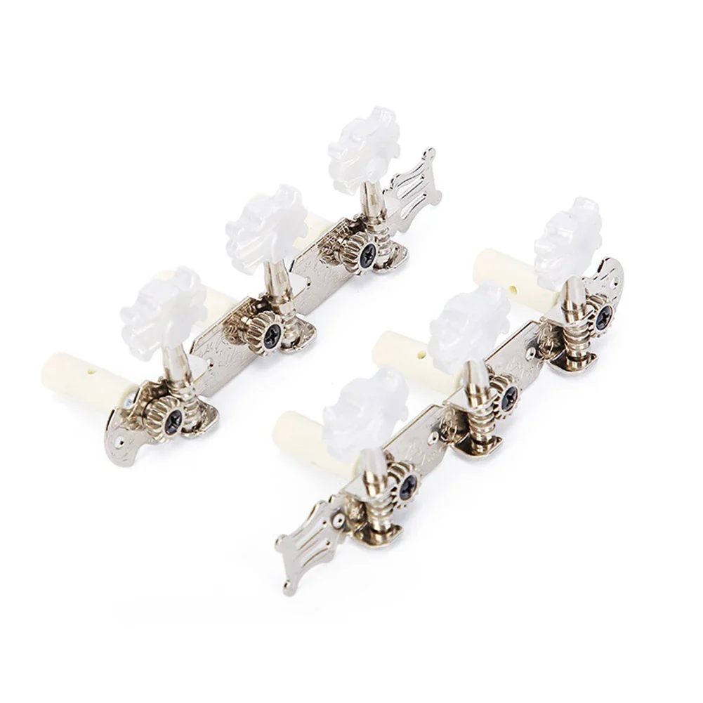 6 pezzi accordatori per chitarra corde piroli manopole con pulsante bianco nero per chitarra classica open gear teste di macchine parti cromate