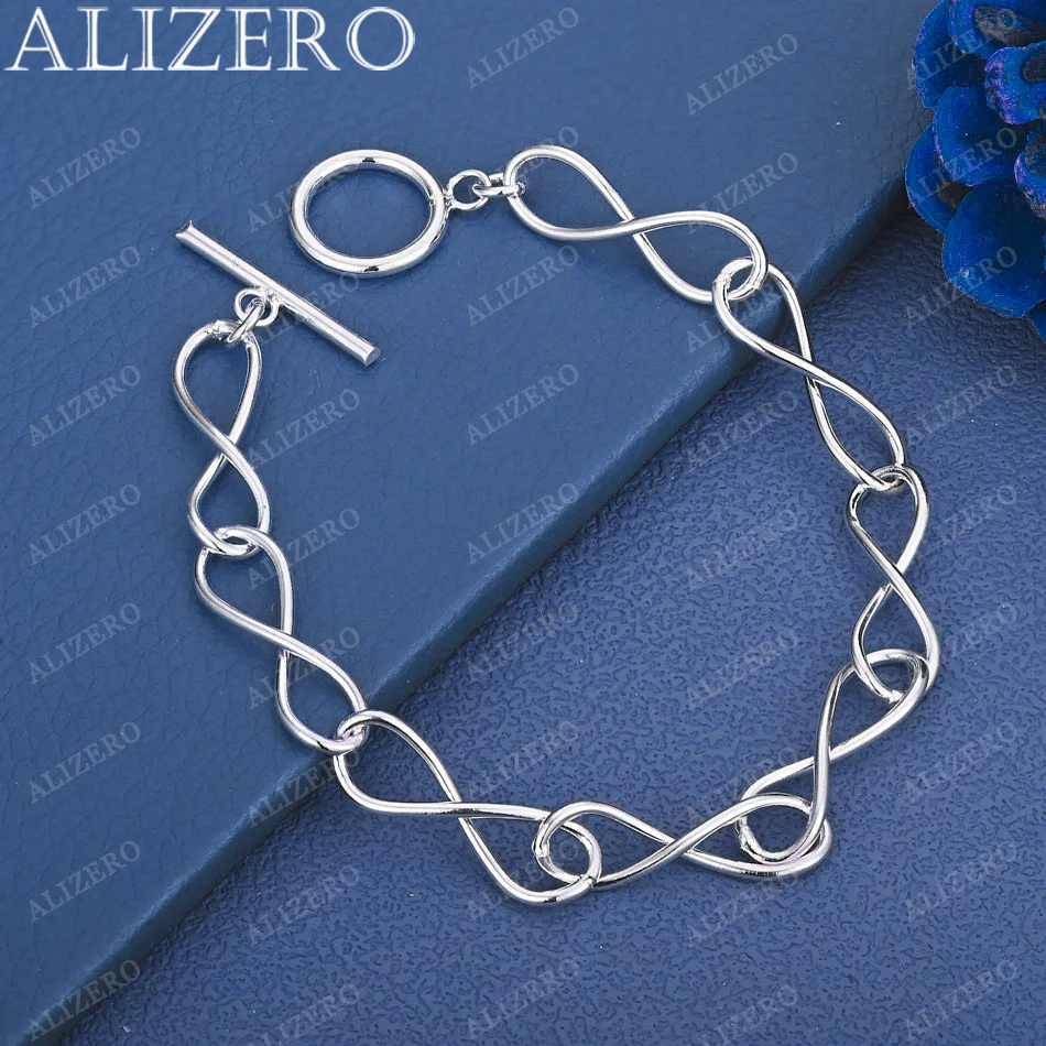 

ALIZERO 925 Sterling Silver Simplify Chain Bracelets For Women Men Trend Birthday Gifts Fashion Party Fine Jewelry