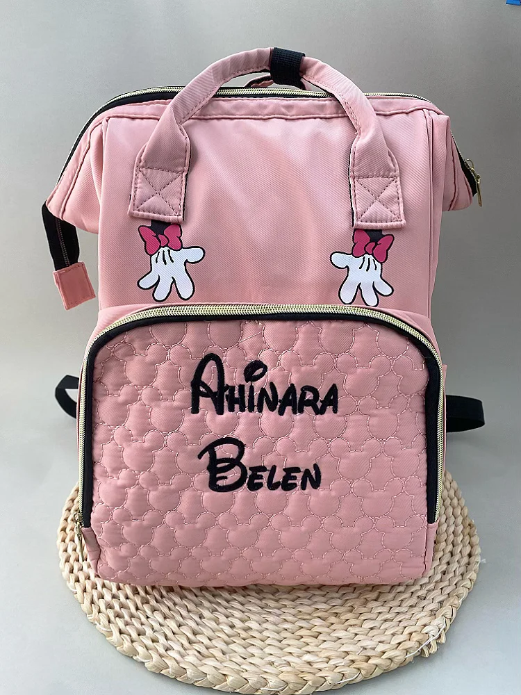 Personalisierte Namens-Mama-Tasche, multifunktionaler Windelrucksack mit doppelter Schulteraufbewahrung für Outdoor-Reisen, Mutter-Geschenk – Detail 9
