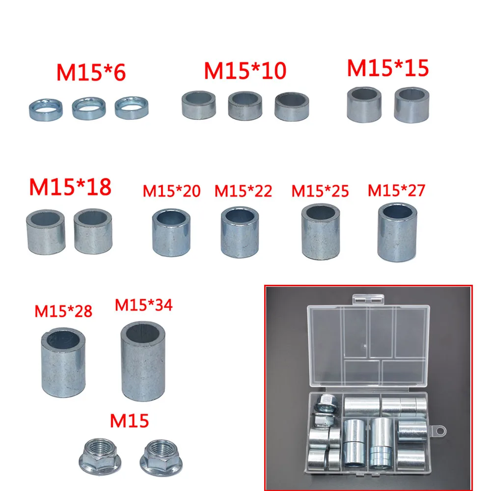 Kit de arandelas y espaciadores para eje de motocicleta, M12 x 25 unidades, M15 x 18 unidades, reductor de 15 mm a 12 mm x 4 unidades, para motocicletas de cross, motos de competición y motocicletas eléctricas.