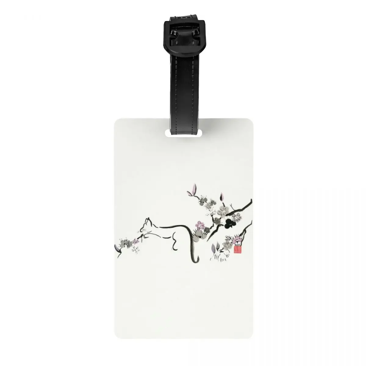 Etiqueta de equipaje personalizada para maletas, chat en fleur d'arbre, chaton mignon, étiquettes bagages, couverture confi