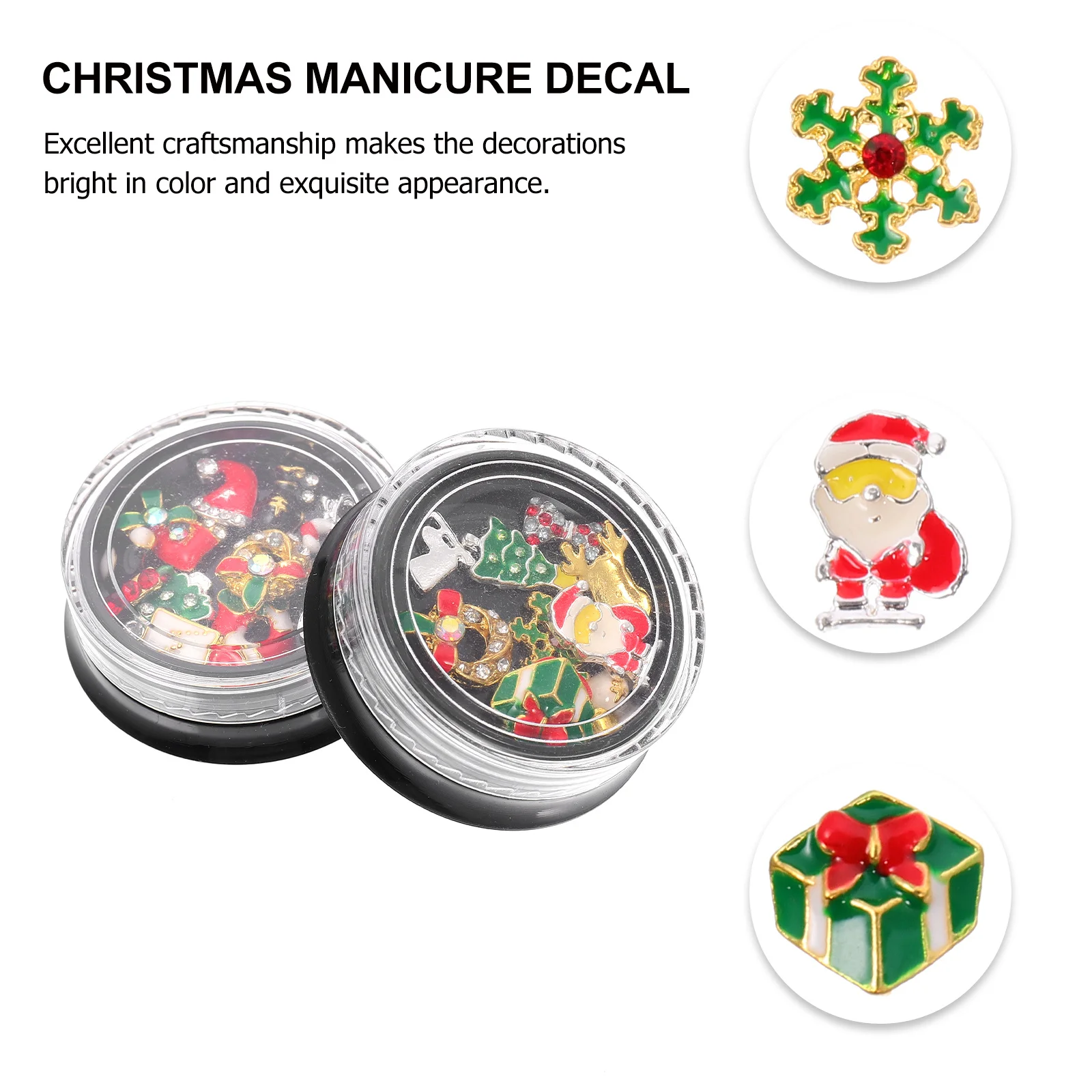 

2 Boxes Christmas Nail Rhinestones 3D Alloy Charms Longlasting Nail Art Decoration DIY Accessories Holiday Manicure