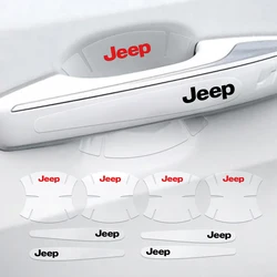 8pcs Car Door Handle Stickers Transparent Protector Film For Jeep Renegade Compass Wrangler JK Patriot Grand Cherokee Rubicon
