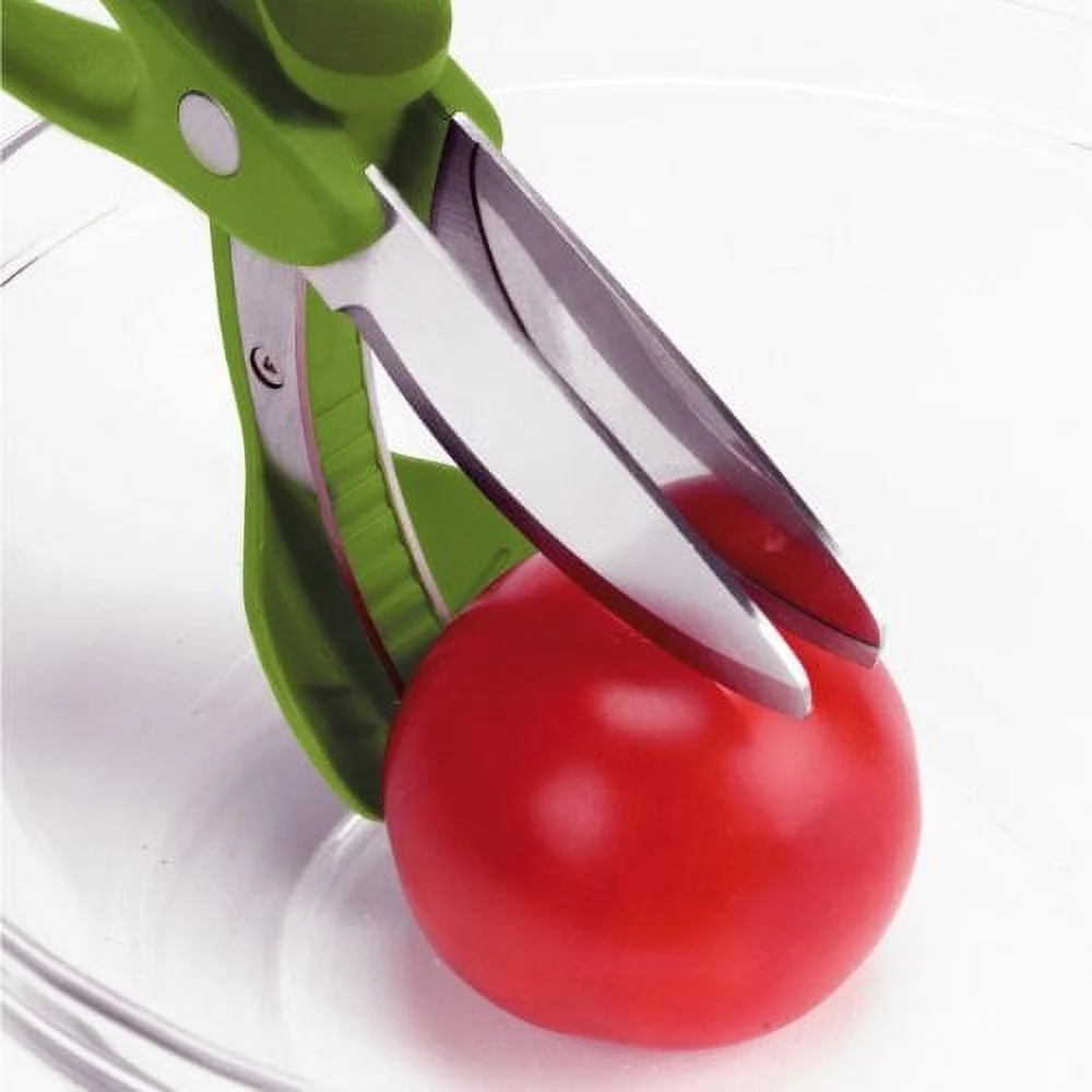 デュアルマイクロセレーションブレード付きトス＆チョップツール、インスタント野菜チョッピング、安全ロック、コンパクト収納、サラダや料理に最適