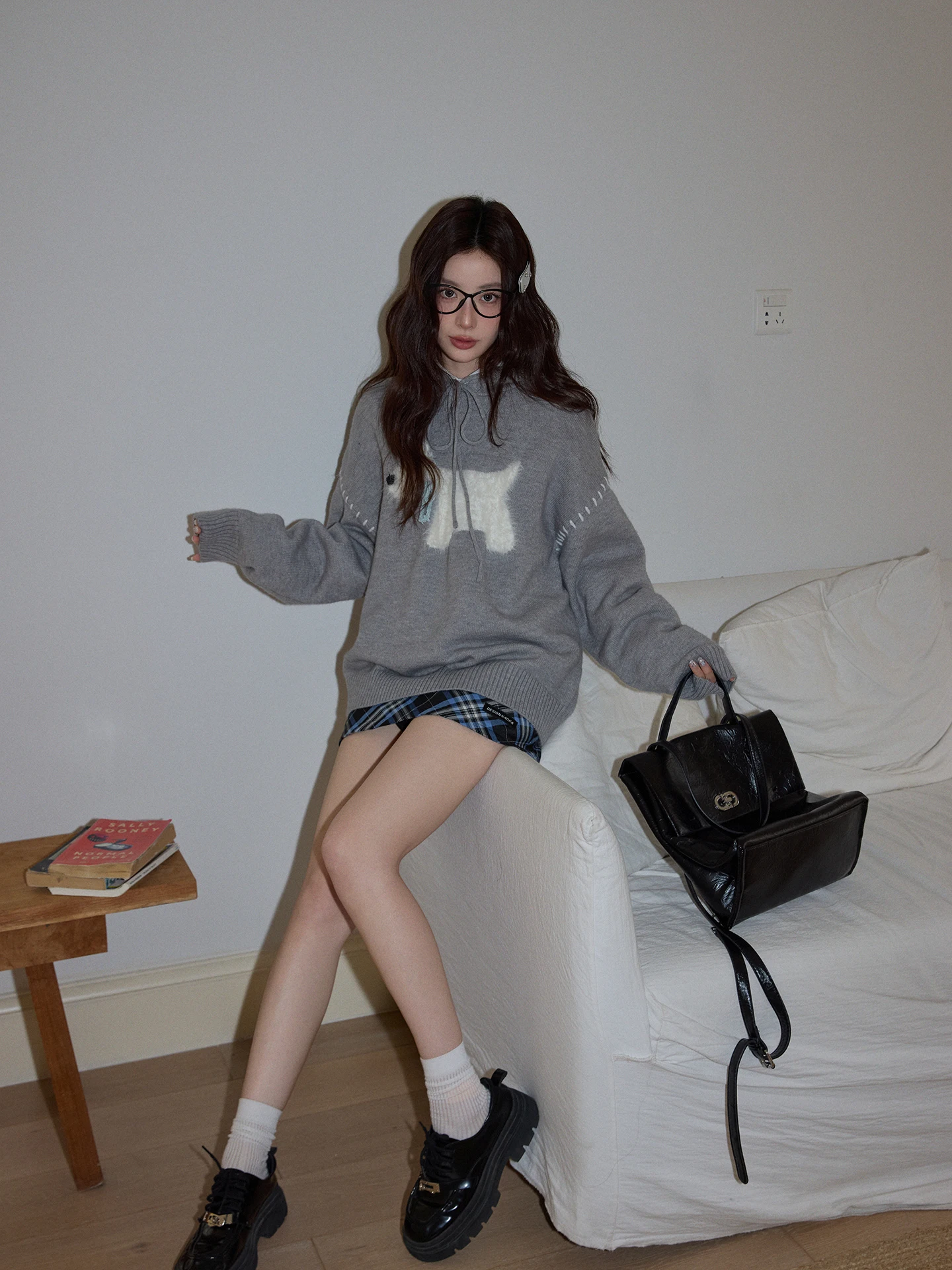 

Casual Korean Sle ey round Ne Dog Print Sweater Women's Spring Loose Fit Long Sve Hoodie Comfortable Breathable