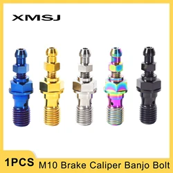 XMSJ M10 Titanium Alloy Bleed Screw Motorcycle Brake Caliper Banjo Bolt Tubing Air Drain Brake Cylinder Oil Hose Deflation Screw