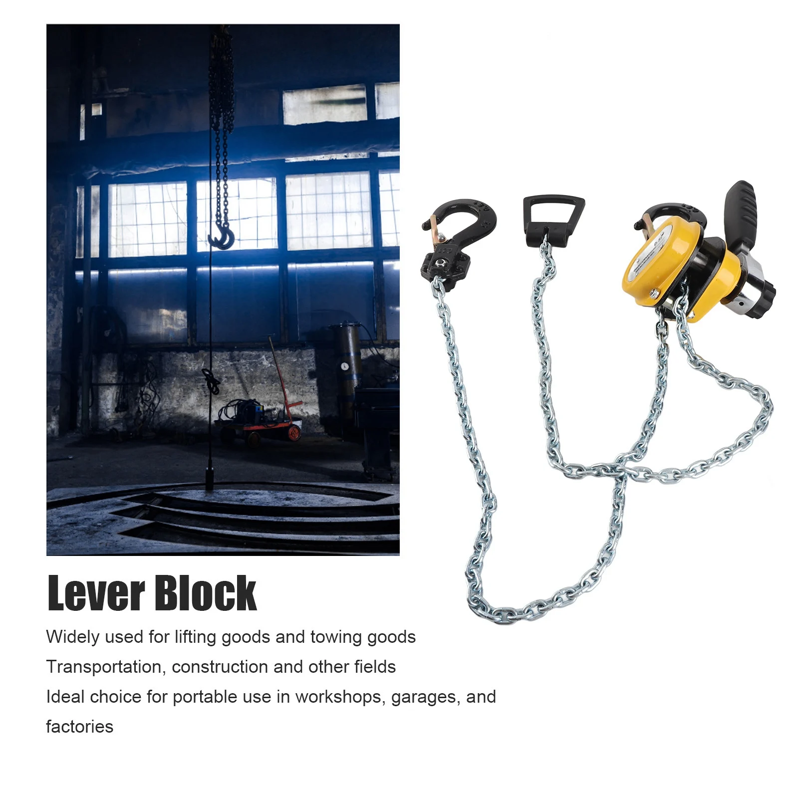 Lever Block Lever Block Hoist Pulley  Portable Lifting Ratchet with 1.5meter Chain 500kg Load Lever Hoist Pulley Block Chain