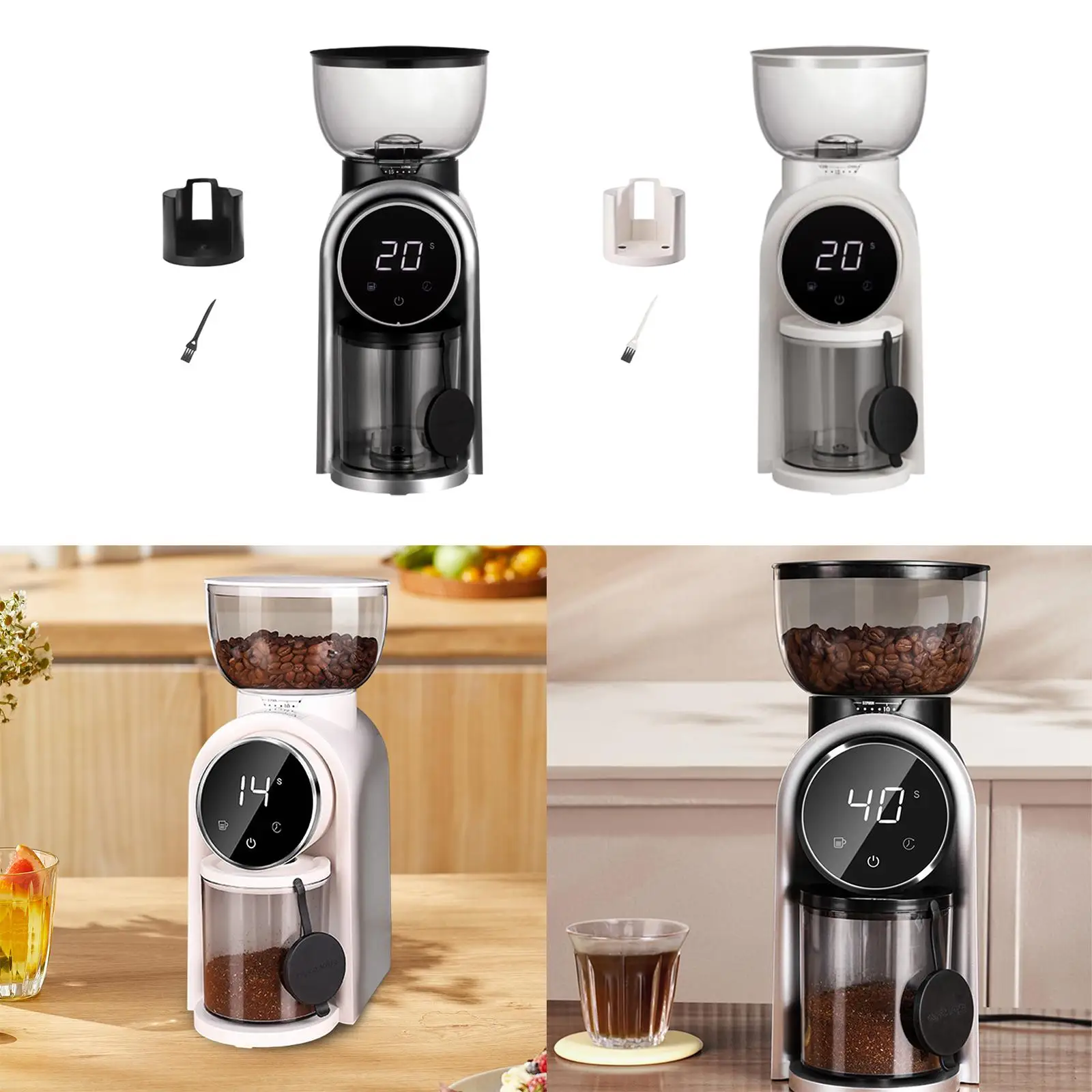 

Coffee Bean Grinder 5-14S Adjustment Time 2-14 Cups 25 Gears Adjustable Compact Smart Display Espresso Bean Grinder Coffee Mill