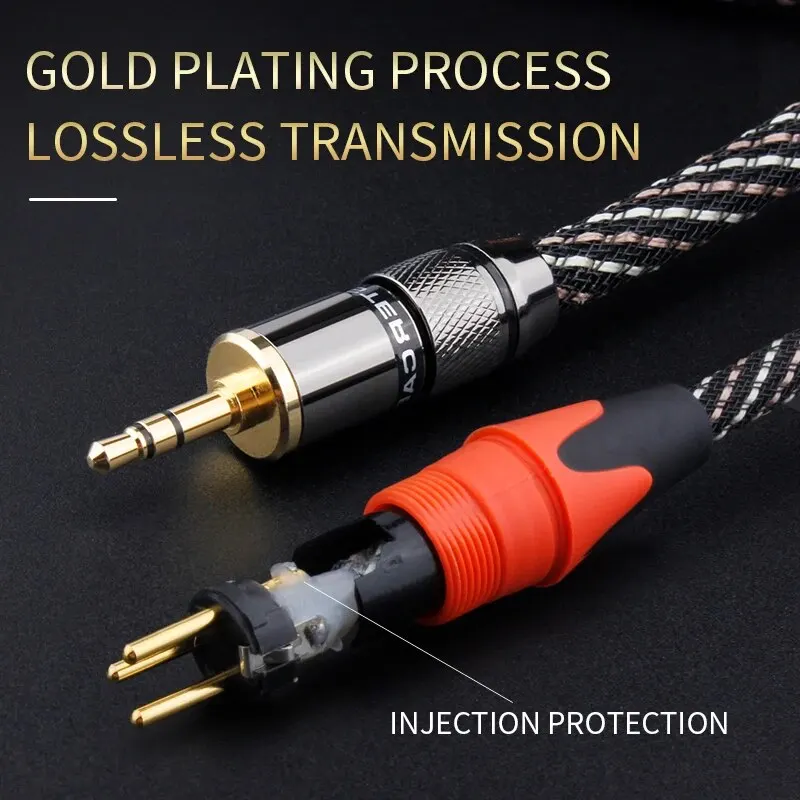 YYAUDIO HIFI Stereo 3.5mm to XLR Audio Cable Hi-End 6N OFC 3.5mm to 2XLR Cable Dual XLR Male Adapter Breakout Y Splitter Cable