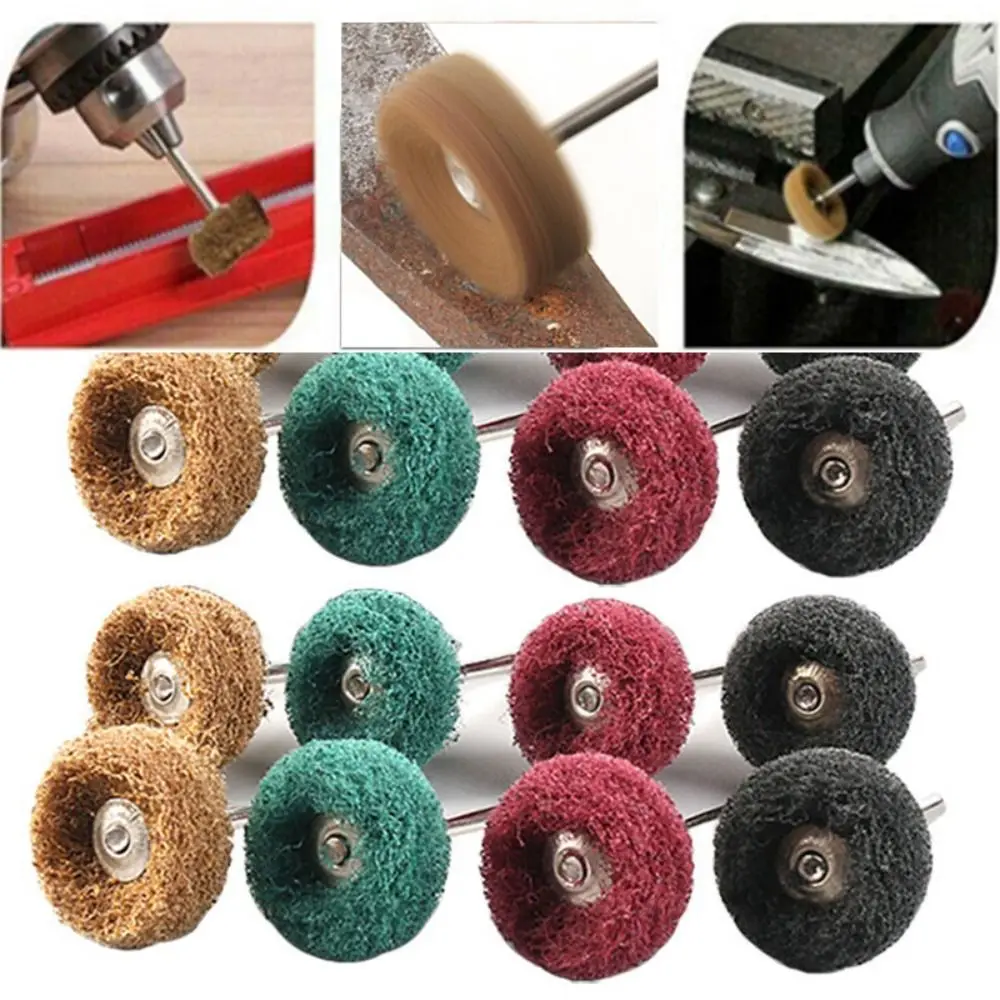 10pcs Buffing Drill Abrasive Brush Nylon Fiber Polishing Wheel Rust Remover 2.35mm Shank Fiber Grinding Head