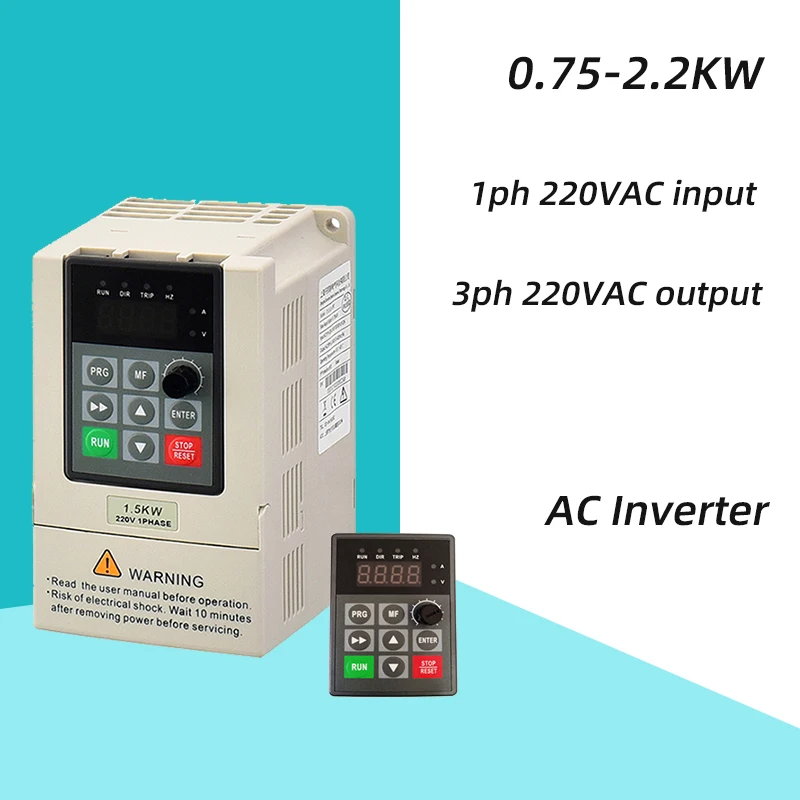 

VFD 0.75/1.5/2.2KW 1/2/3HP 1PH 220V to 3PH220VAC Variable Frequency Drive Converter Motor Speed Vector Control ZA-D12 Inverter