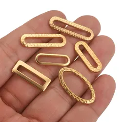 20pcs 25mm Stainless Steel Textured Oval Rectangle Bezel Blank Charm Earrings Conectors for Jewelry Making Supplies Wholesale