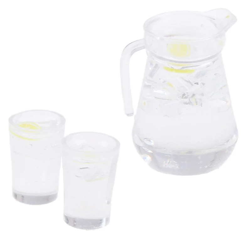Simulação Mini Juice Jug, Cup Set, Leite Modelo Brinquedos, Doll House Decoração, Acessórios para Móveis, 1:12 Dollhouse Set