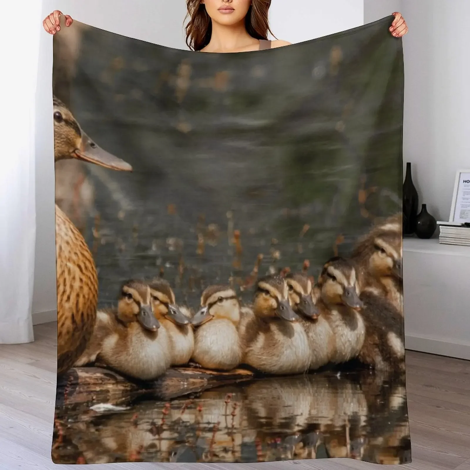 Duck Family Throw Blanket Stain Resistant Cozy Warm Blanket