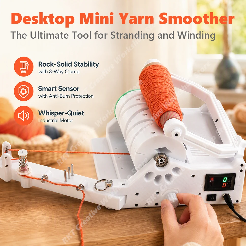 Desktop Mini Yarn Ball Stranding and Winding Rewinder Tool Digital Electric Winder Portable Machine Adjustable Speed Tension Con