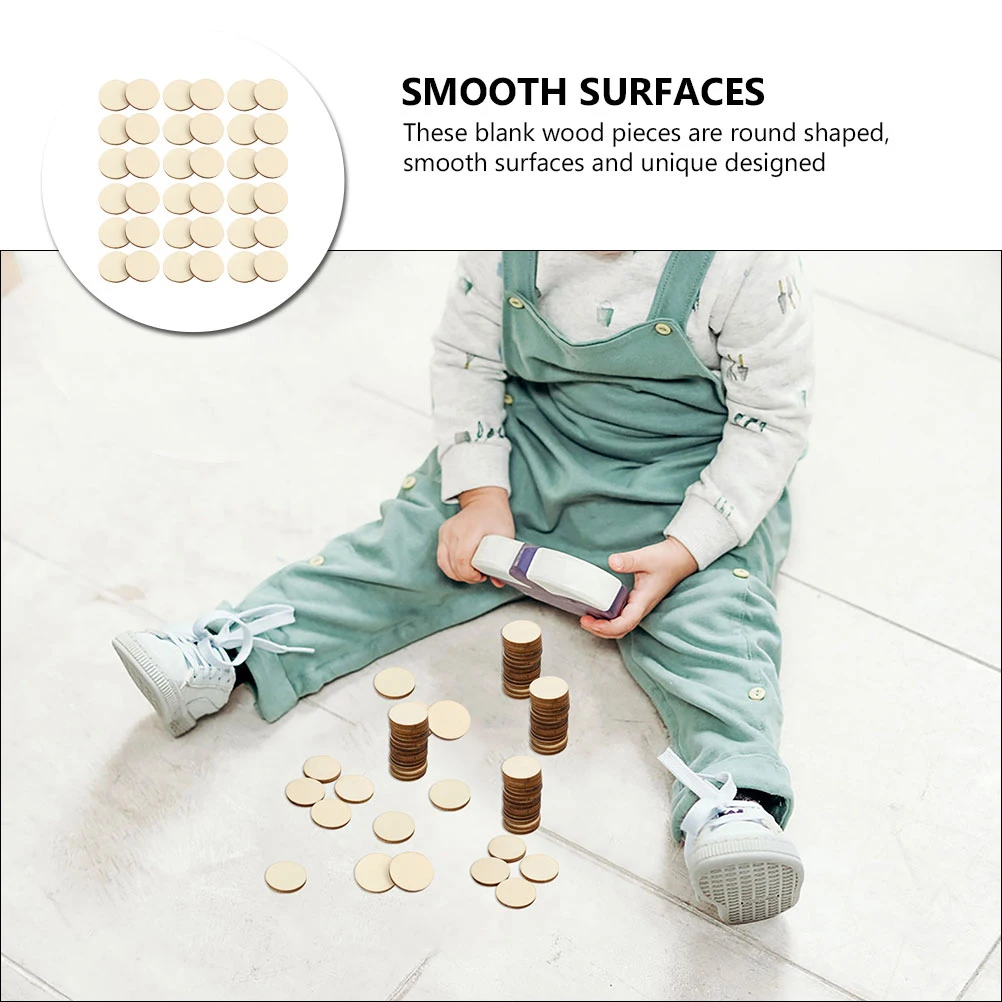 

50 Pcs DIY Wood Chips Accessory Blank Wooden Unfinished Cutouts Paint Crafts Decor Slices Discs