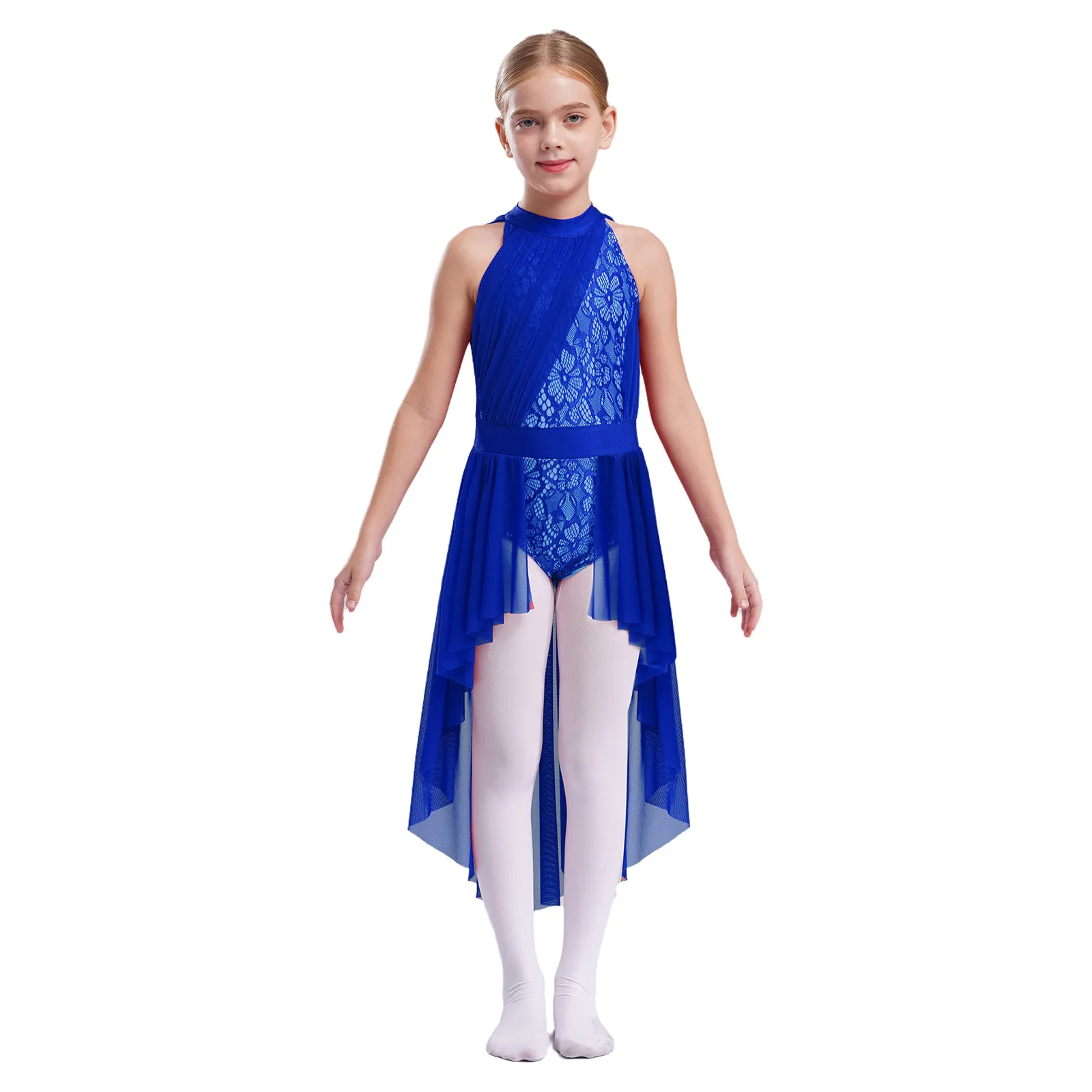Vestito da body da balletto per bambina, con paillettes lucide, senza maniche, in velo, con rivestimento in rete, vestito da tutu, moderno e contemporaneo, per danza lirica