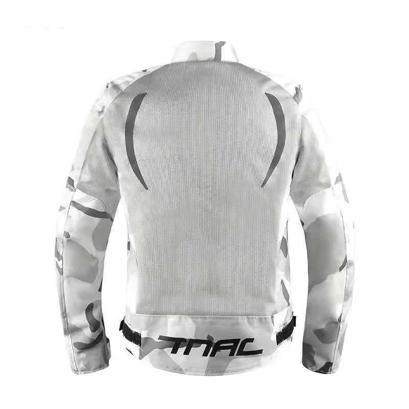 Summer Motorcycle Jacket Men Mesh Breathable Camouflage Reflective Fall Resistant Slim Fit Motorcycle Jacket