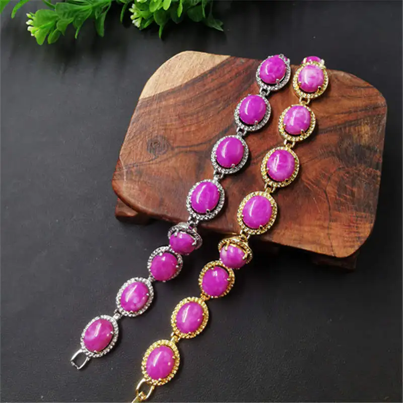 

-Plated-Studded Purple Sugilite Gold-Inlaid Jade Bracelet
