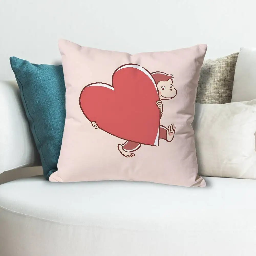 Monkey C-Curious Cute G-George Cushion Cover Suitable For Sofa Car Bedroom Office Cushions Decorative Pillow Case