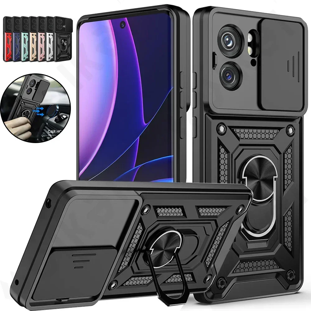 Case For Motorola Moto Edge 40 Neo G84 G54 4G Pro G73 G72  G53 G13 Camera Lens Cover Phone Case Ring Stand Armor rotate Cover