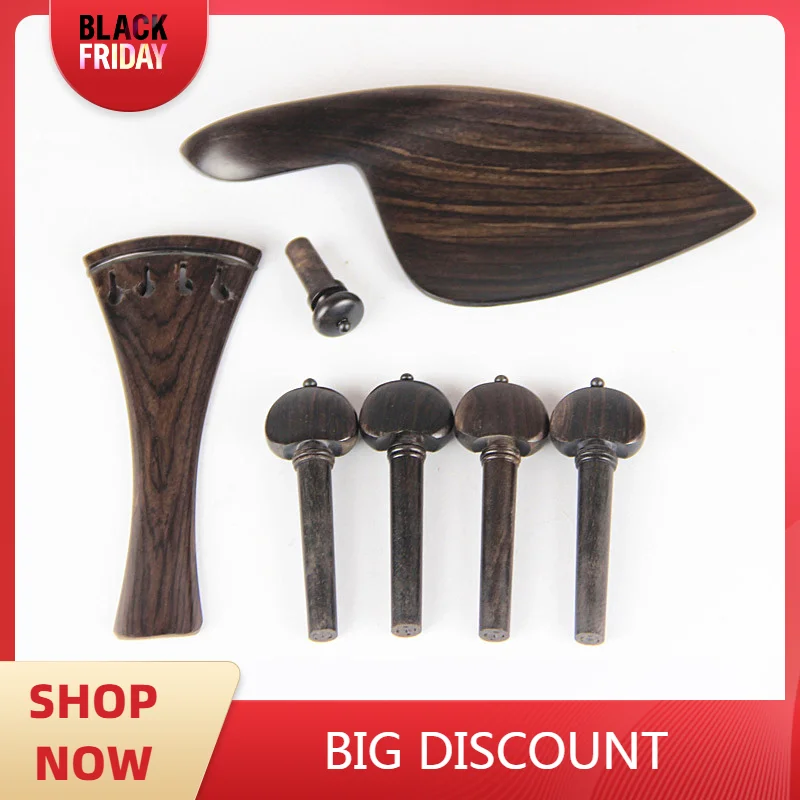 

1 Full Set Natural Ebony 4/4 Violin Parts Violino Fittings Accessories Pegs Tailpiece Chinrest Endpin