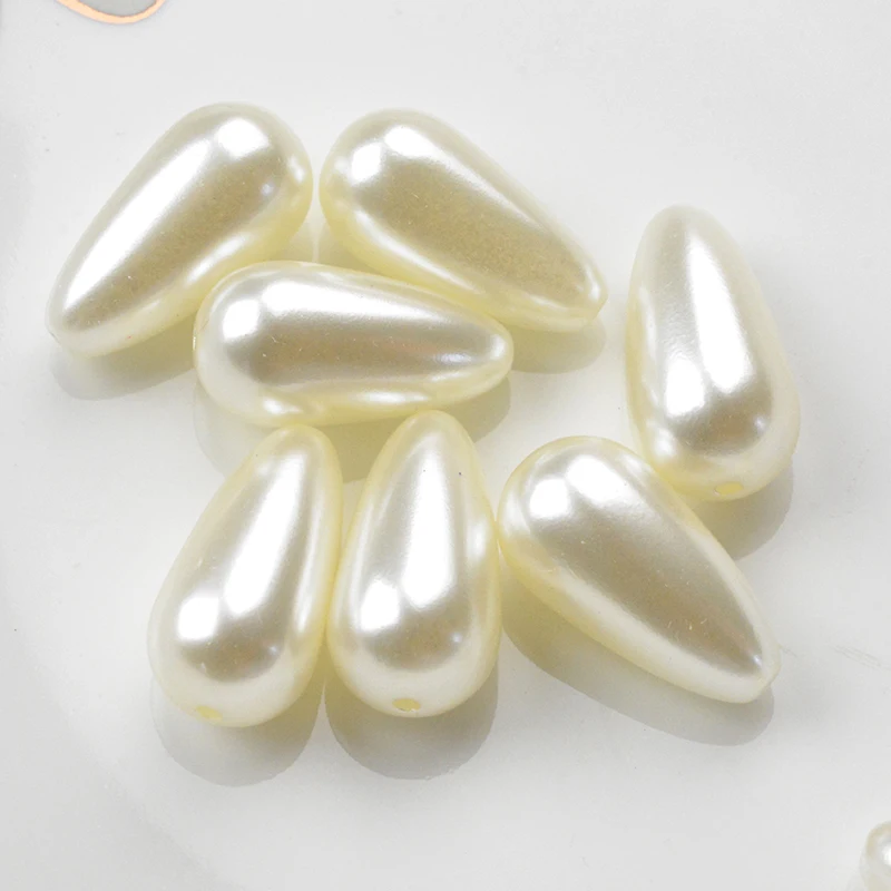 FLTMRH 16*8mm  67pcs Tear Drop White/Ivory Plastic Imitation ABS Pearl Loose Spacer DIY Beads for Jewelry Findings Making