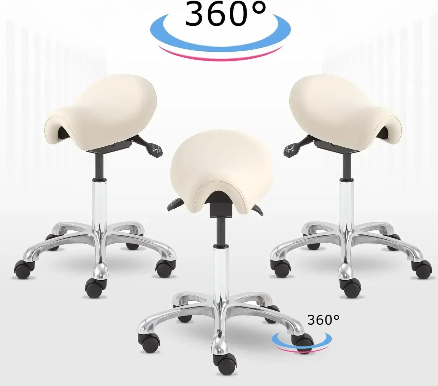 Saddle Chair - Adjustable Saddle Stool for Salon Spa Drafting Tattoo and Lash Tech，chair with lifting wheels, dental chair - view 4