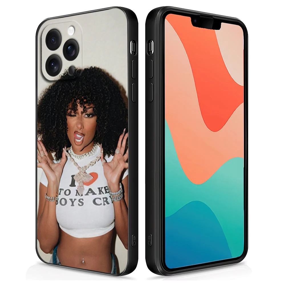 المغني Megan Thee Stallion MEGAN ACT II جراب هاتف آيفون 12 11 14 15 13 16 ماكس زائد برو غطاء سيليكون ناعم أسود
