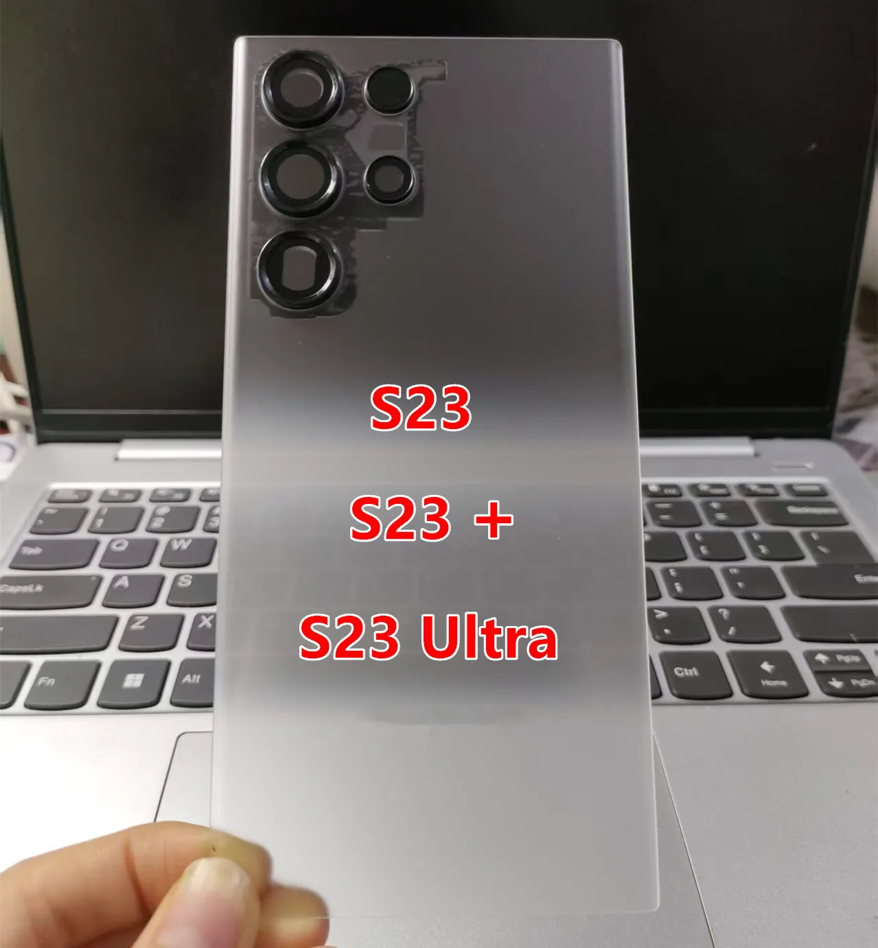 Image of S918 S916 S911 Gehäuse für Samsung Galaxy S23 Ultra Plus Transparente Batterie-Rückabdeckung Reparatur-Rückseite + Kameralinse