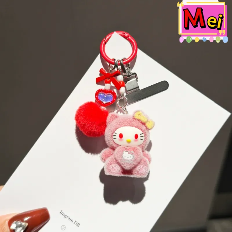 جديد لطيف كيتي أفخم المفاتيح الملونة 3d أفخم القط على شكل حقيبة الظهر قلادة سيارة الديكور شنقا سلسلة عيد الميلاد هدية عيد ميلاد