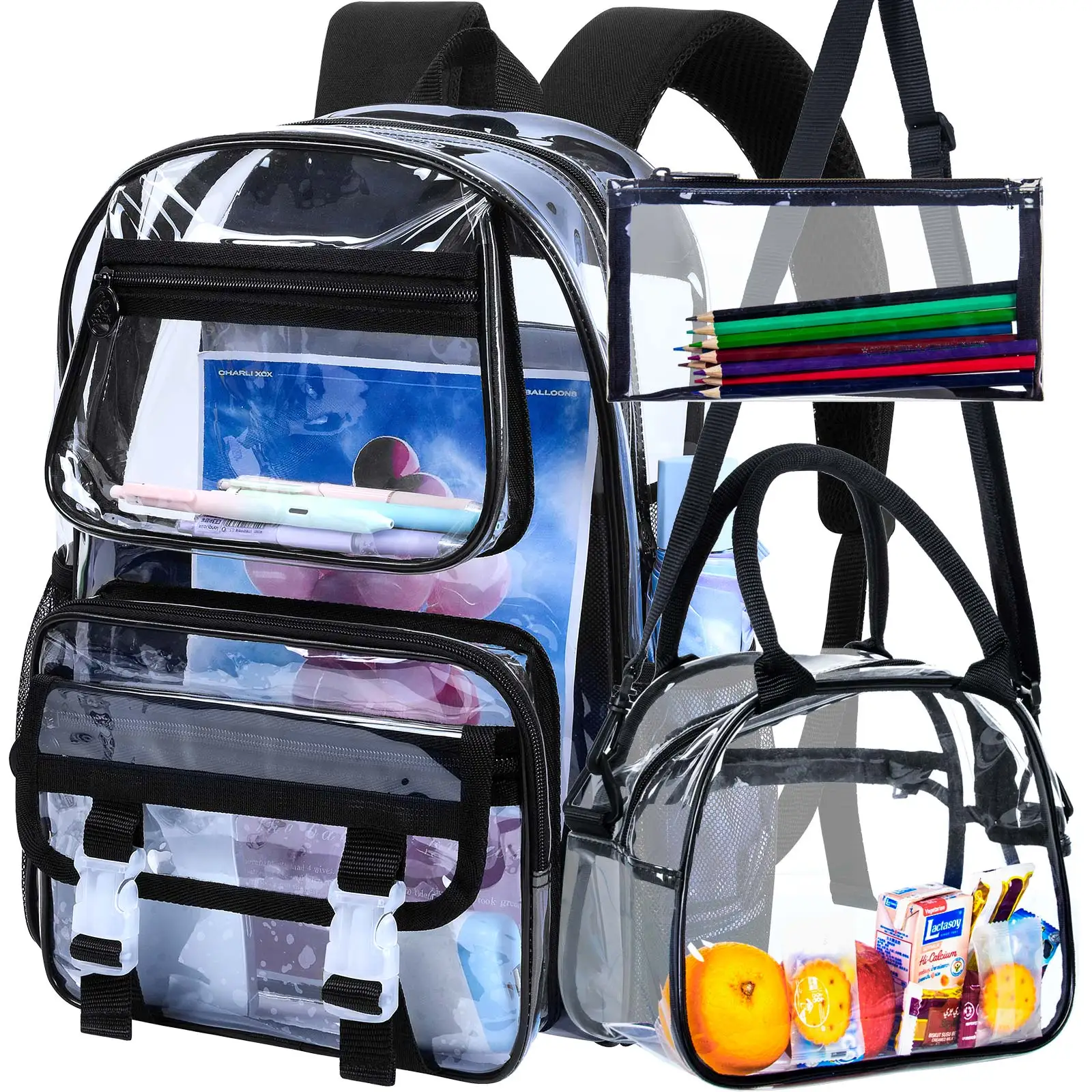 3pcs-kid's-backpack-unisex-clear-transparent-zipper-handbag-pen-pouch-school-backpack-for-school-travel-gift