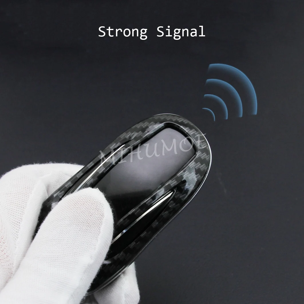 Carbon Fiber Car Key Fob Chain Ring Cover Case Keychain Shell Accessories For 2016-2023 Tesla Model X