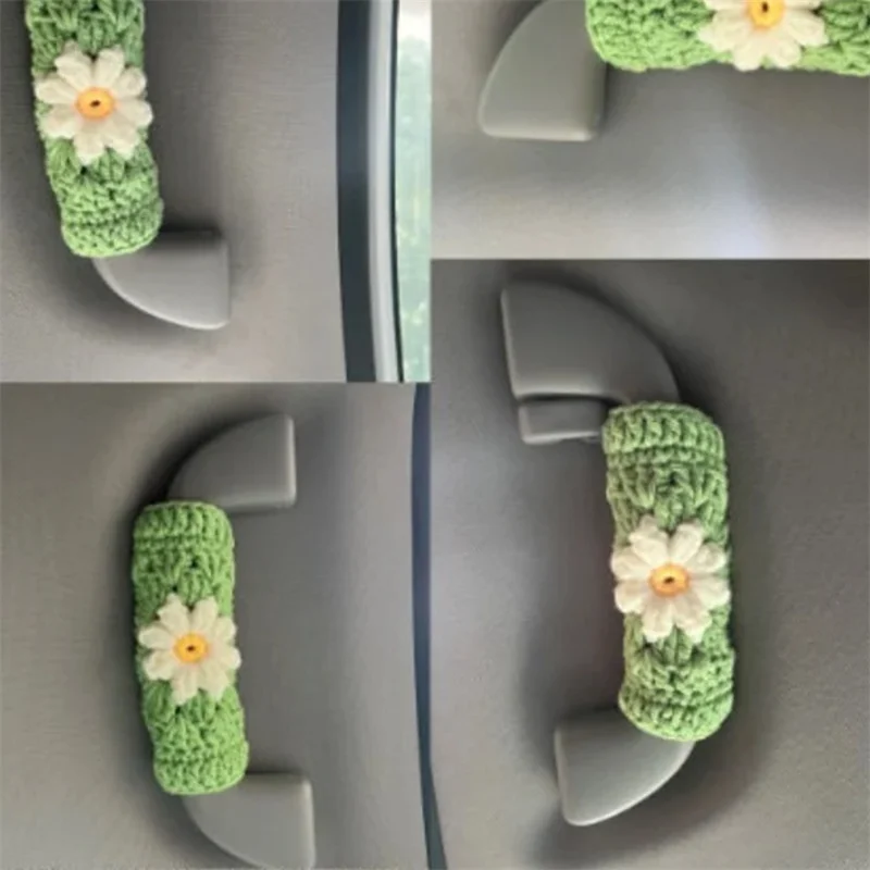 

Armrest cover cute flowers Winter Car Soft knitting Handbrake Warm Fur Case Gear Lever Sleeve Accessories Fashion Auto Interior