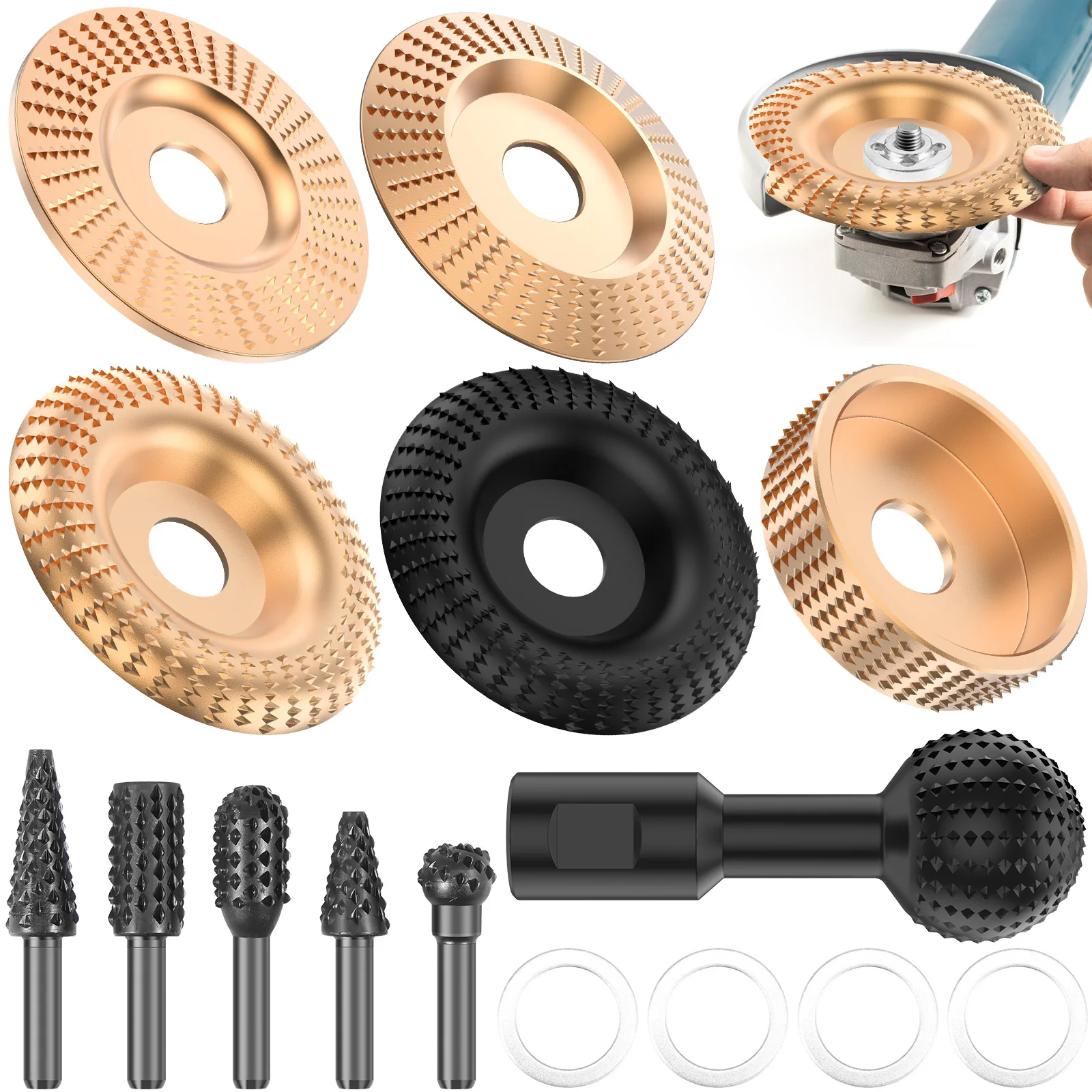 

14 шт., деревообрабатывающий круг для резьбы, шлифовальный круг, набор формовочных дисков для резки древесины, скульптурный диск, диск для резьбы по дереву, инструмент