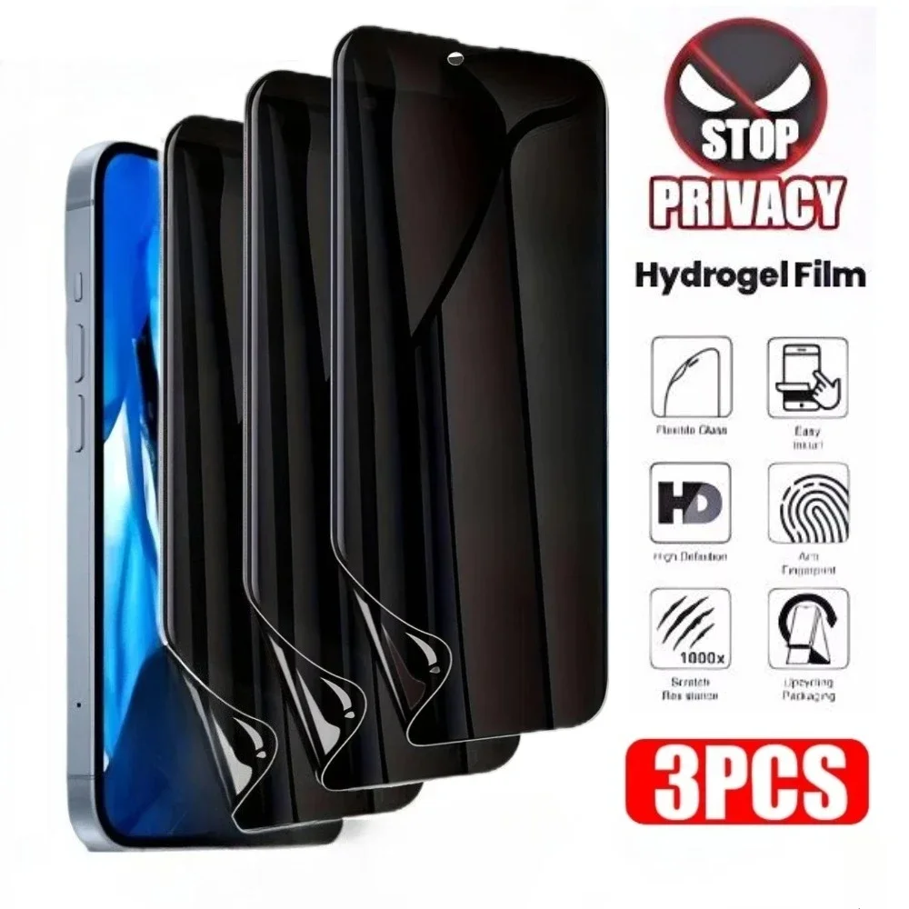 3 Stück Anti-Spionage-Hydrogel-Folie für iPhone 17 15 16 Pro Max 17 Air 15 14 Plus Displayschutzfolie für iPhone 16e 13 14 12 11 Pro XS XR