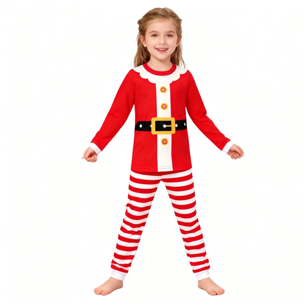 Santa Claus Cosplay Costume Kids Pajamas Sets Children Christmas Striped Sleepwear Boys Pyjamas Baby Christmas Pajamas Xmas Pjs