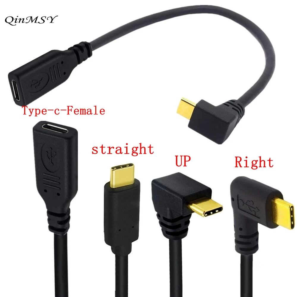 Micro&Mini Type C Cable Male To USB 3.1 Type C Female Right & Left Angle Mini USB 2.0 Data Adapter Converter 3A Charging Cable