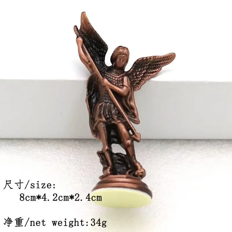 Christian Saint Michael FigurineThe Archangel Defeating Satan Guardian Statues Zinc Alloy Ctafts for Home Room Tabletop Desktop