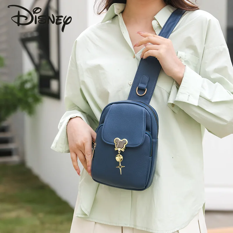 Disney Mickey New Women's Chest Bag Fashion High Quality Women's Crossbody Bag Popular Solid Color Versatile Casual Women's Bag