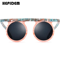 HEPIDEM Acetate Polarized Sunglasses Women New in Trendy Fashion Famous Brand Designer Retro Vintage Round Sun Glasses y2k 9339