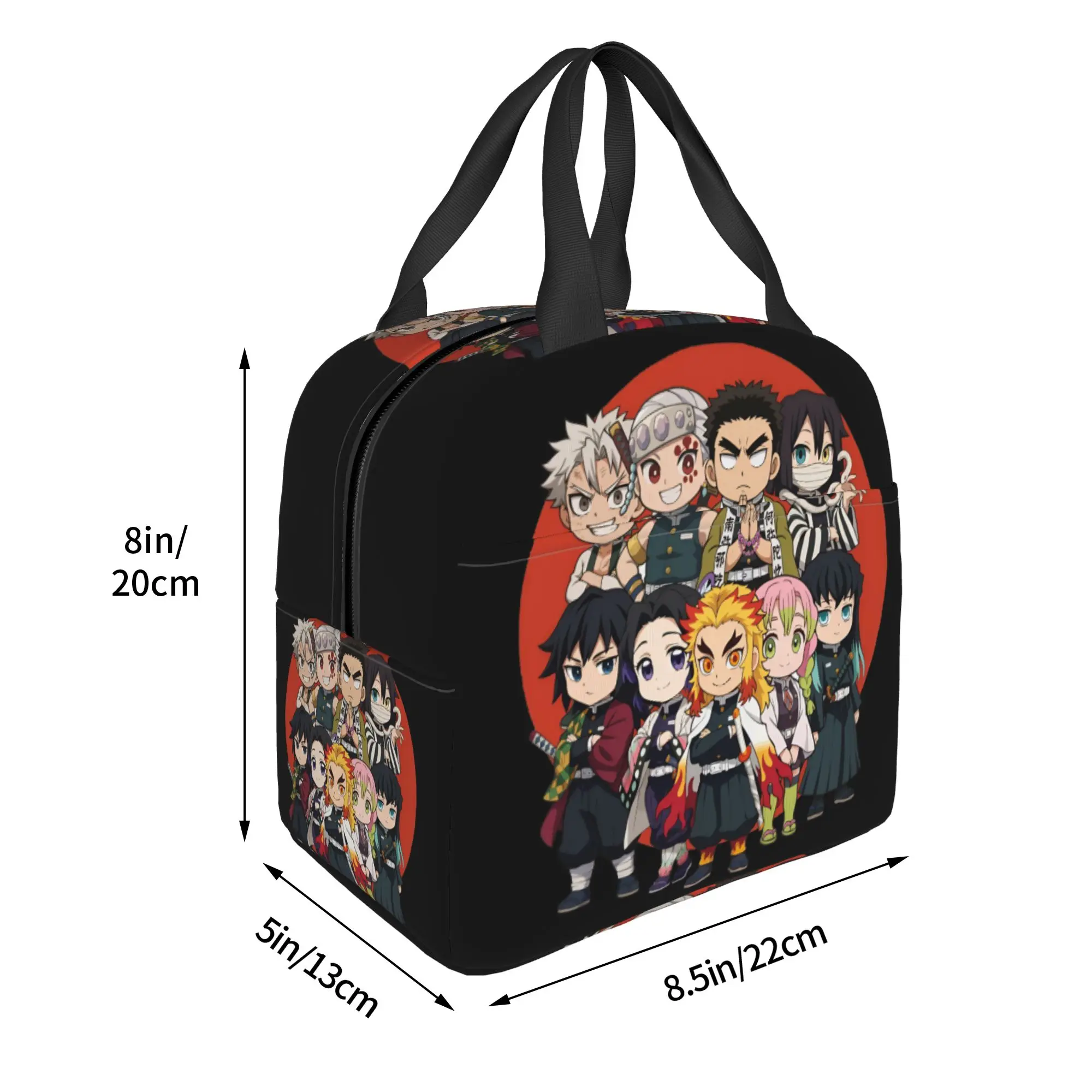 Custom Demon Slayers Insulated Lunch Bags Camping Travel Tanjiro Nezudo Tomioka Giyu Agatsuma Zenitsu Portable Cooler Bento Box view 3