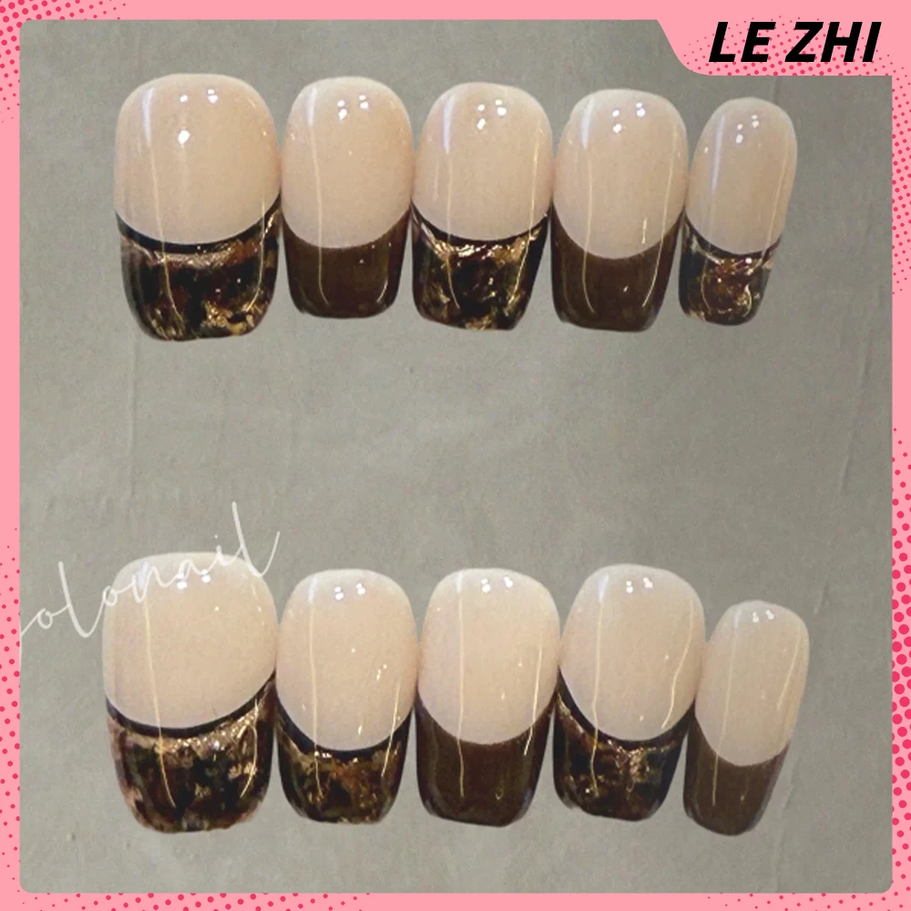 High Quality Colorful Long Coffin Ellipse Handmade Full Cover Nail Diamond Cat Eyes Pearl Detachable Fake Nails Girl Gift