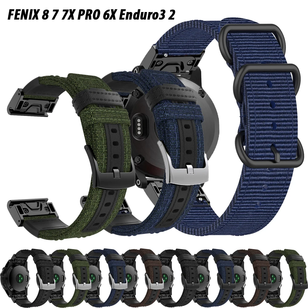 

Быстросъемный ремешок 22/26 мм для Garmin Instinct 2X, плетеный/холст Forerunner 965 955 945 Fenix 5X Plus 6 7 8, браслеты