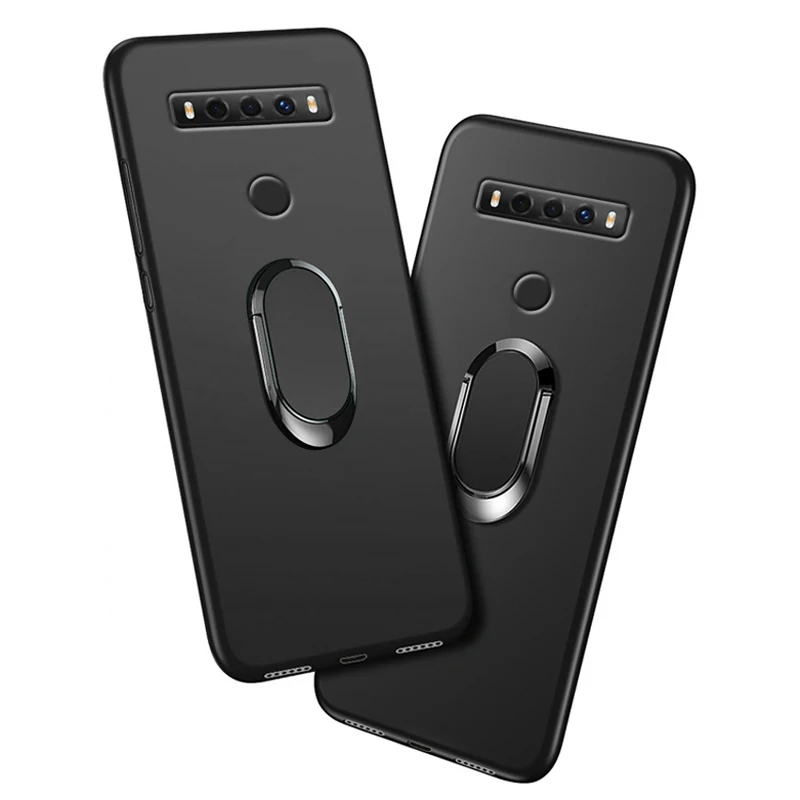 Etui na telefon TCL 10 SE 4GB 128GB T766H T766J T766A T766U 6.52" Black Finger Ring Soft Silicon Capa for TCL 10 SE Cover